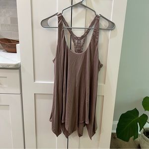 Sky clothing mauve racer back tank with crochet detailing